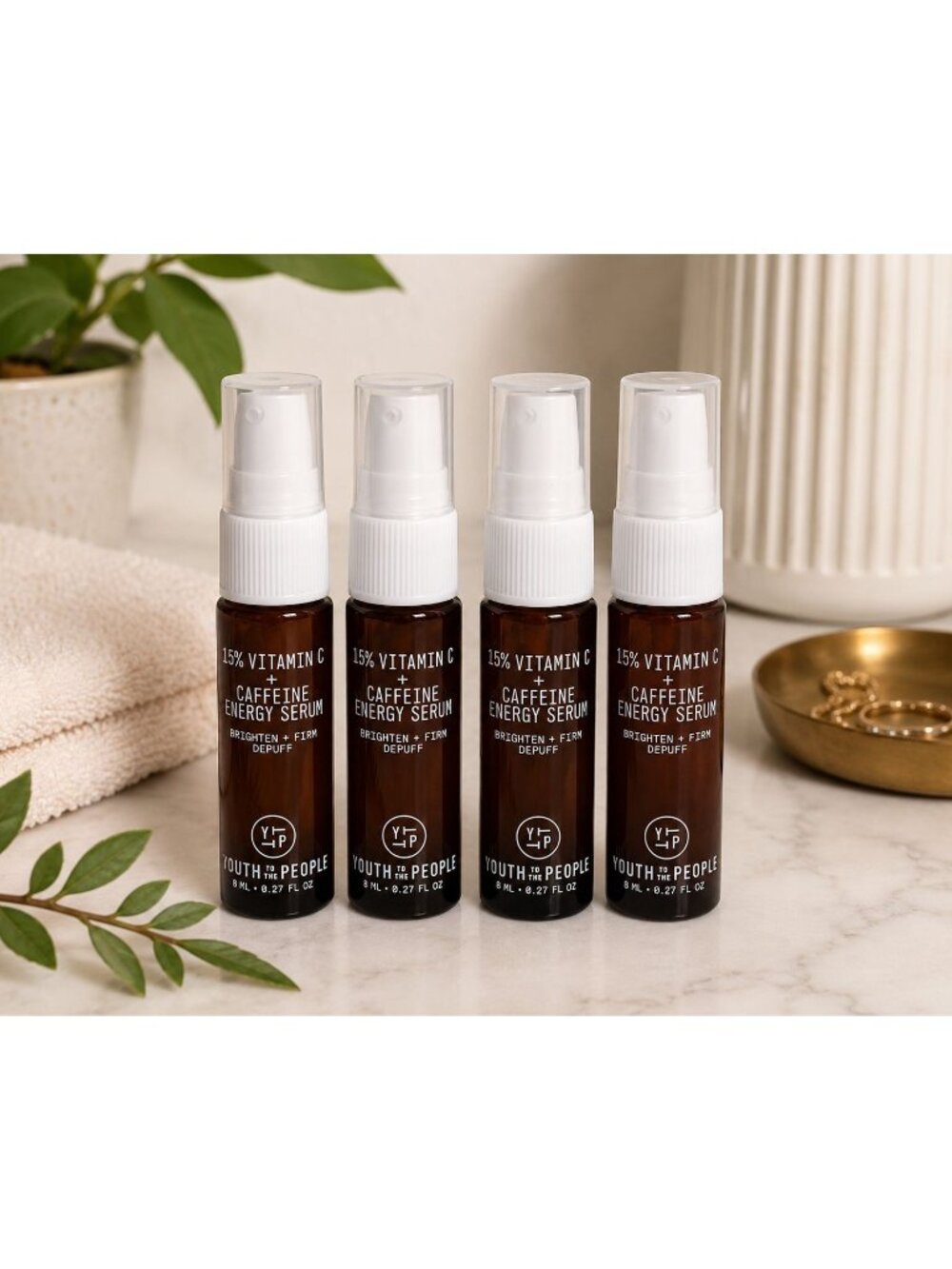Youth To The People 15% Vitamin C Caffeine Energy Serum Lot of 4 Travel Size
